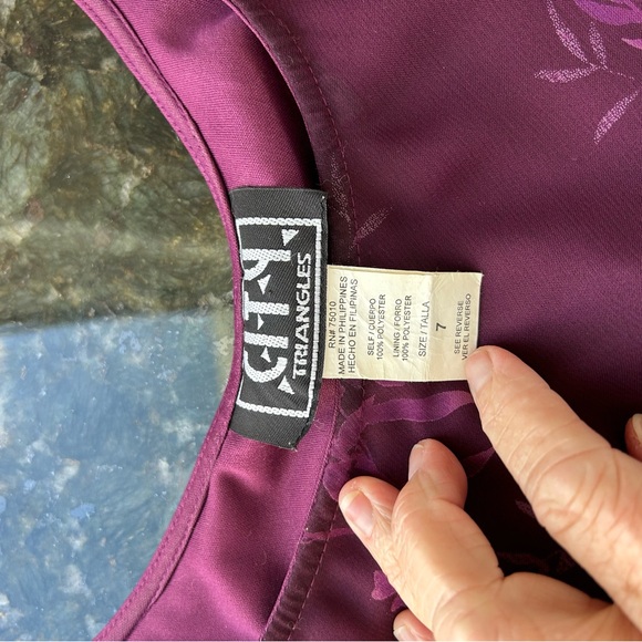 Vintage City Triangles floral sheer maxi dress. Whimsigoth. Vampy. Y2k. Purple - Picture 8 of 13